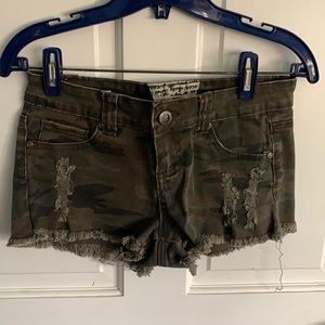 Camouflage Denim Shorts
